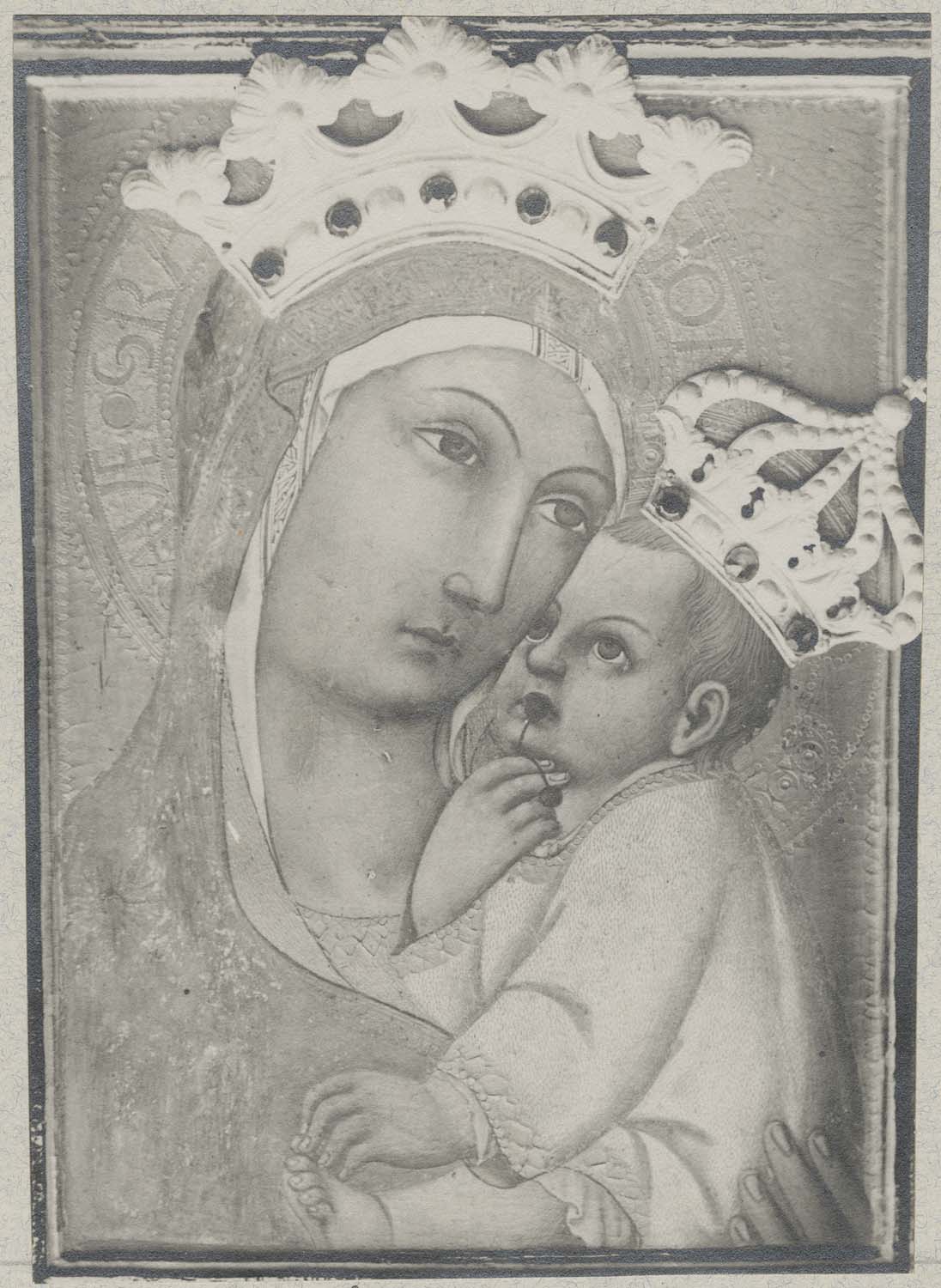 tableau (panneau peint) : Vierge à l'Enfant dite la Vierge à la Cerise, vue générale