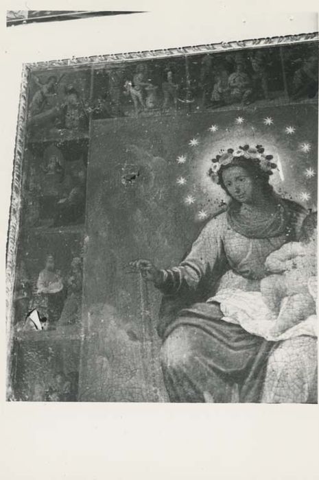 tableau : Vierge du rosaire entre saint Dominique et sainte Catherine, détail - © Ministère de la Culture (France), Médiathèque du patrimoine et de la photographie, diffusion GrandPalaisRmn Photo