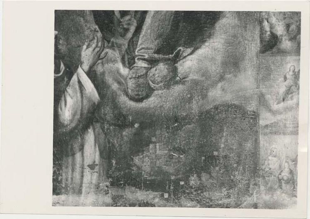 tableau : Vierge du rosaire entre saint Dominique et sainte Catherine, détail - © Ministère de la Culture (France), Médiathèque du patrimoine et de la photographie, diffusion GrandPalaisRmn Photo