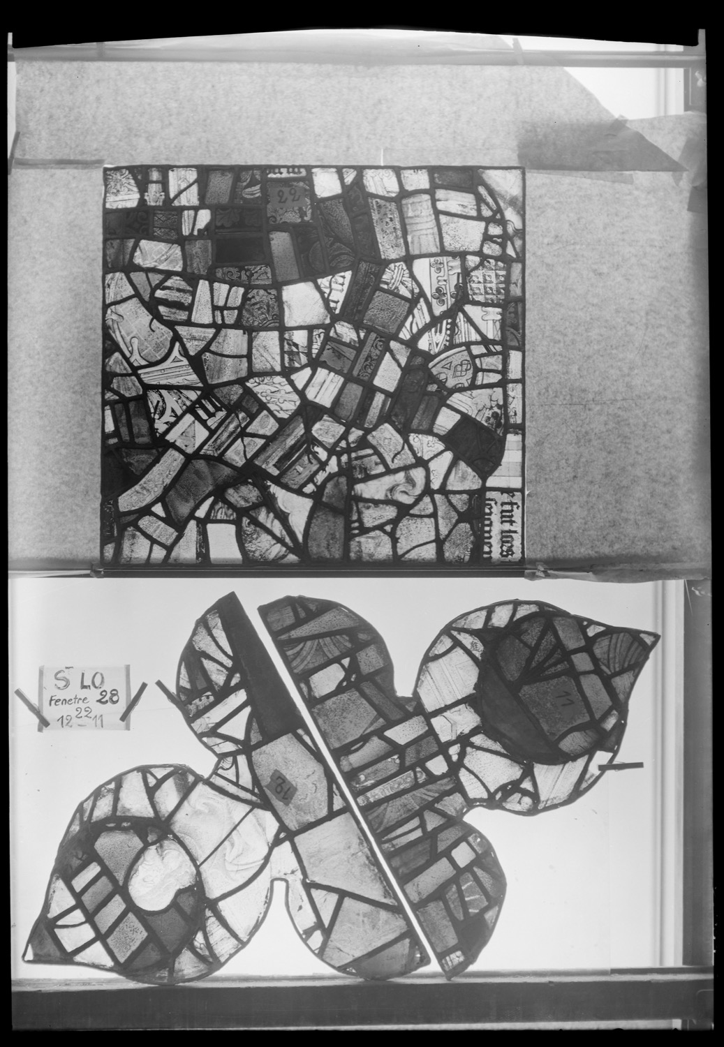 Baie 28, panneaux de vitrail 11 , 12 et 22