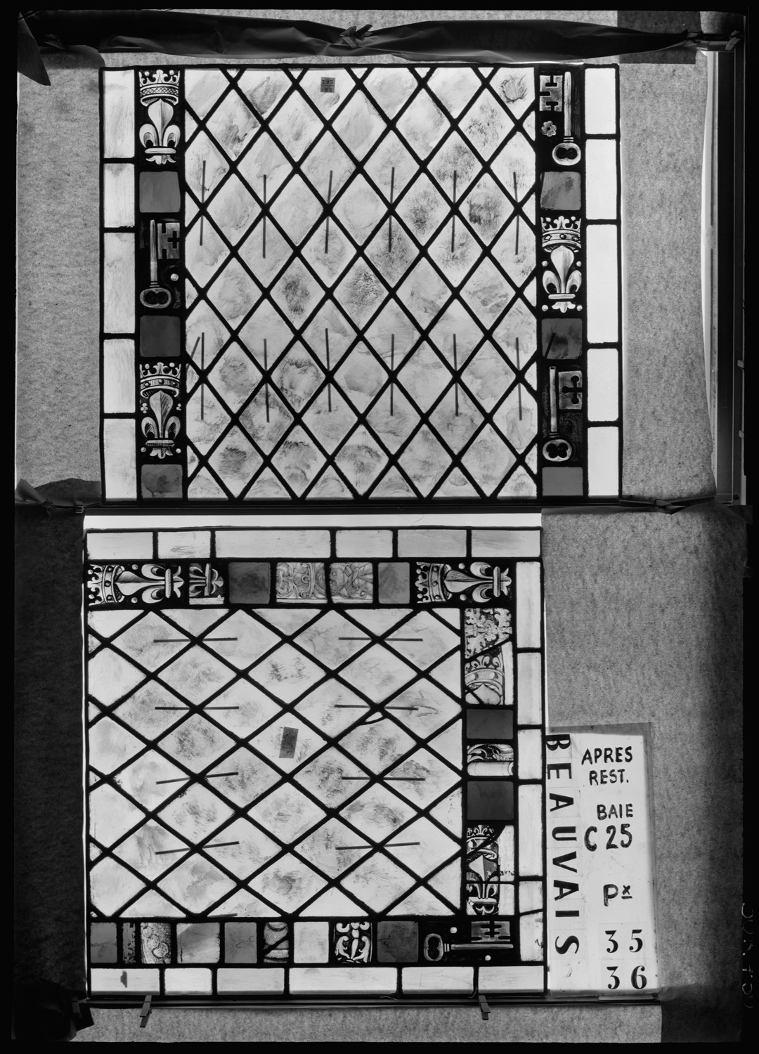 Baie C25, panneaux de vitrail 35 et 36