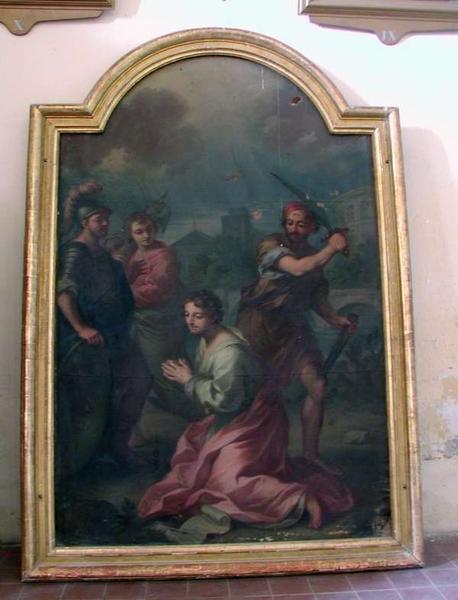 tableau et son cadre : le martyre de saint Genest. Vue générale avec le cadre.
