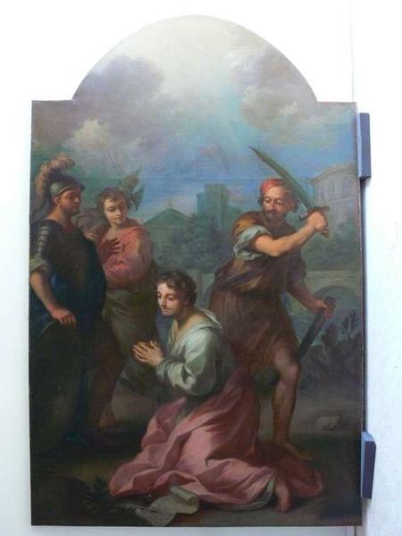 tableau et son cadre : le martyre de saint Genest. Vue générale de la toile.
