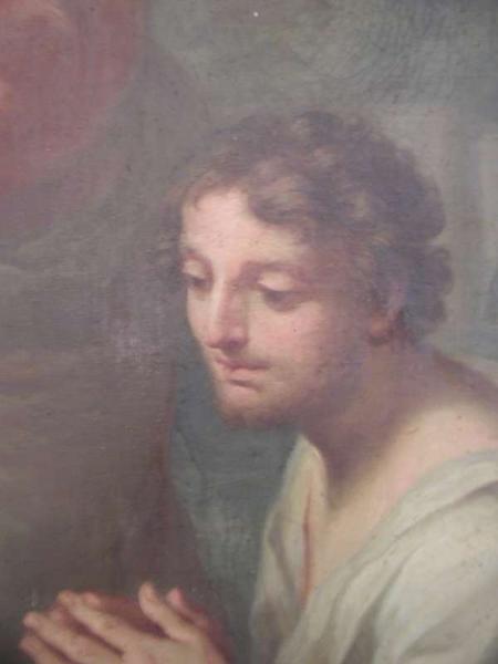 tableau et son cadre : le martyre de saint Genest. Détail de saint Genest.
