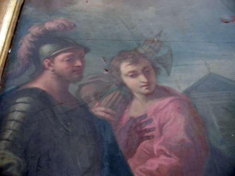 tableau et son cadre : le martyre de saint Genest. Détail des personnages sur la gauche.