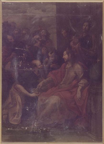 tableau : le Christ remettant la clé à Saint-Pierre en présence des apôtres, vue générale