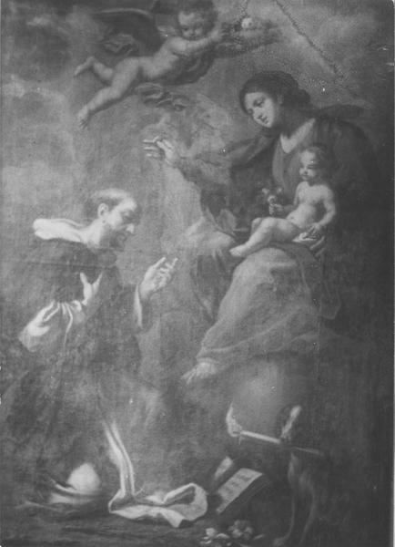 tableau : la Vierge présentant le rosaire à Saint Dominique, vue générale