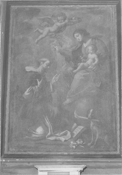 tableau : la Vierge présentant le rosaire à Saint Dominique, vue générale