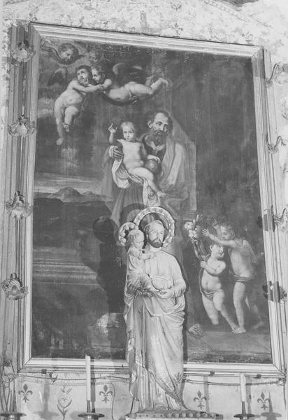 tableau : saint Joseph et l'enfant Jésus entourés d'angelots, vue générale