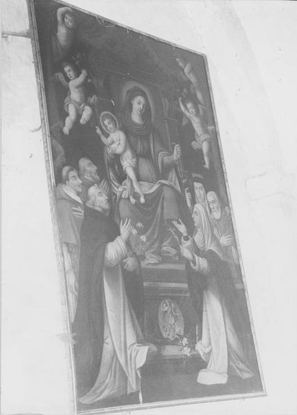 tableau : Vierge du Rosaire entourée de saints, vue générale