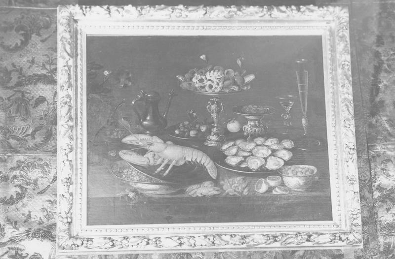 tableau : nature morte avec homard et huîtres, vue générale