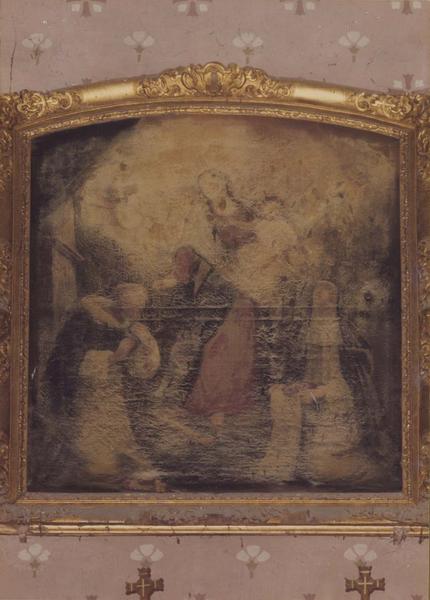 tableau : Vierge à l'enfant remettant le rosaire à Saint Dominique et à Sainte-Catherine de Sienne, vue générale