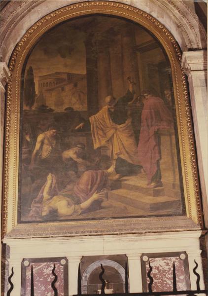 tableau : saint Pierre maudissant Ananias et Sapiza, vue générale