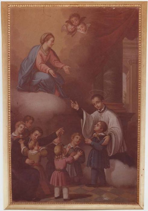tableau et son cadre : la Vierge, saint François Régis et les enfants