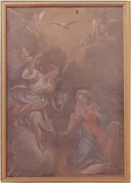 tableau : l'Annonciation, son cadre et la boiserie environnante - © Ministère de la Culture (France), Médiathèque du patrimoine et de la photographie, diffusion GrandPalaisRmn Photo