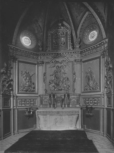 tabernacle, retable : Vierge au rosaire avec saint Dominique et sainte Rosa