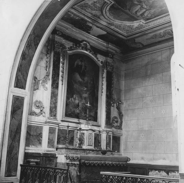 retable, tableau, crois de procession et quatre chandeliers, détail - © Ministère de la Culture (France), Médiathèque du patrimoine et de la photographie (objets mobiliers), tous droits réservés