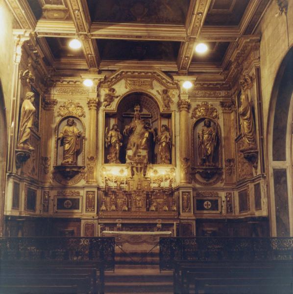 retable, sept statues, duex bas-relief, lambris de couvrement du maître-autel, vue d'ensemble - © Ministère de la Culture (France), Médiathèque du patrimoine et de la photographie (objets mobiliers), tous droits réservés