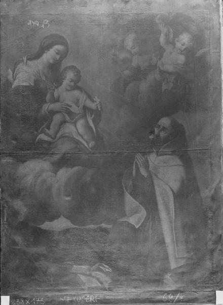 Tableau : Vierge et l'Enfant Jésus apparaissant à un religieux carme (la)