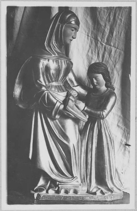 groupe sculpté (statuette) : Education de la Vierge