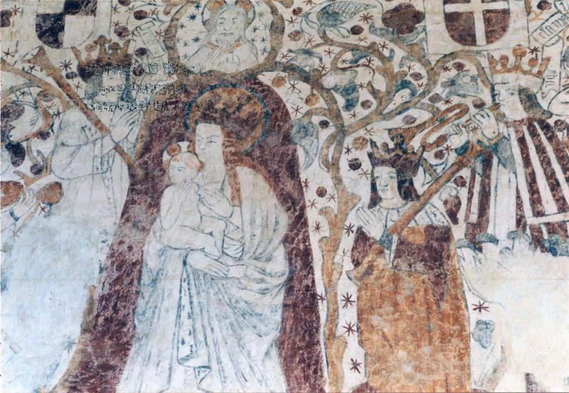 peinture monumentale : Arbre de Jessé, rois de Juda en musiciens entourant la Vierge à l'Enfant