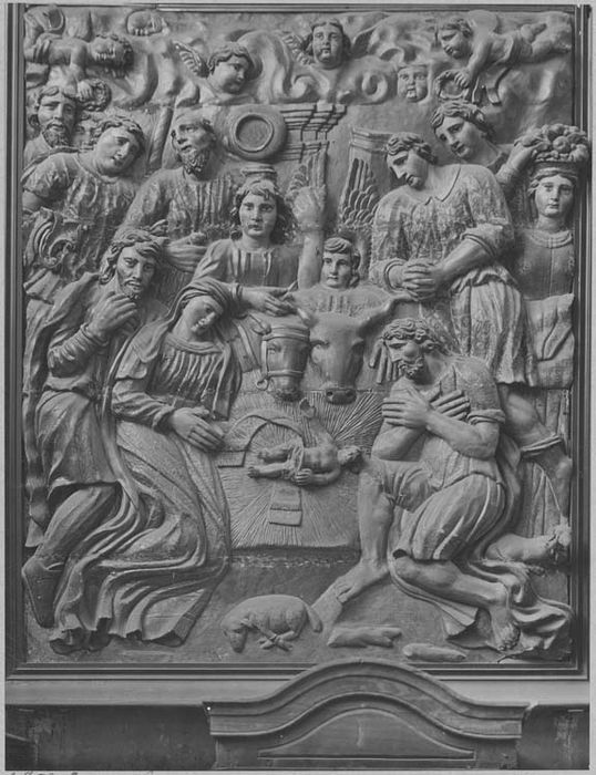 haut-relief de la chapelle Saint-Eloi : l'Adoration des bergers - © Ministère de la Culture (France), Médiathèque du patrimoine et de la photographie, diffusion RMN-GP