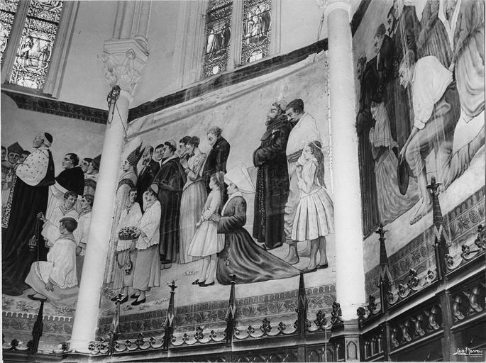 tableau : Consécration de Ville d'arcachon à Notre-Dame, détail de la partie droite représentant les fidèles - © Ministère de la Culture (France), Médiathèque du patrimoine et de la photographie, diffusion RMN-GP