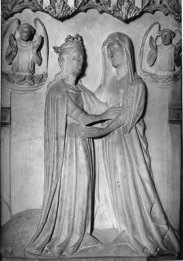 bas-relief en albâtre : scènes de vie de Vierge, Visitation