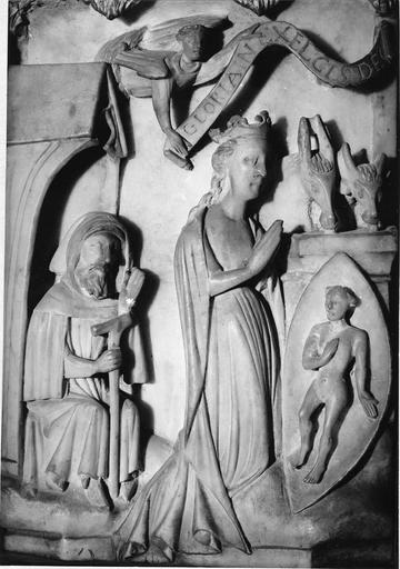 bas-relief en albâtre : scènes de vie de Vierge, Nativité