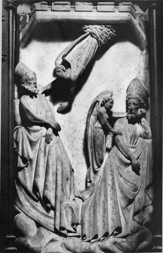 bas-relief en albâtre : scène de la vie de saint Martial et saint Seurin