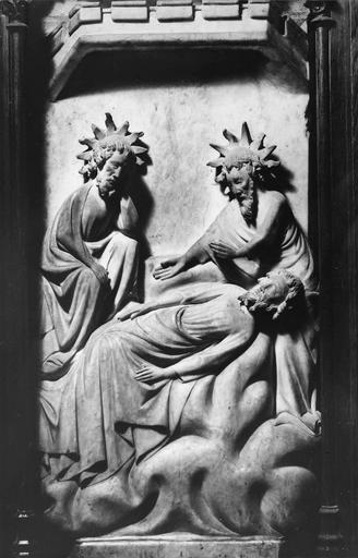 bas-relief en albâtre : scène de la vie de saint Martial et saint Seurin