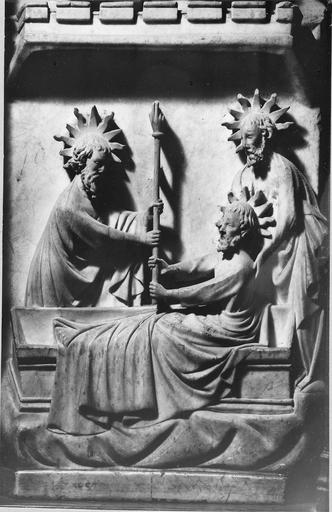 bas-relief en albâtre : scène de la vie de saint Martial et saint Seurin