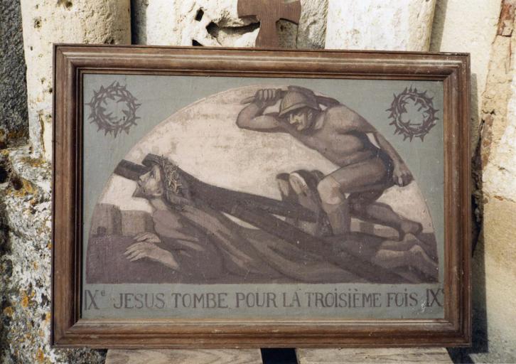 chemin de croix, tableau : Jésus tombe pour la troisième fois (IX)