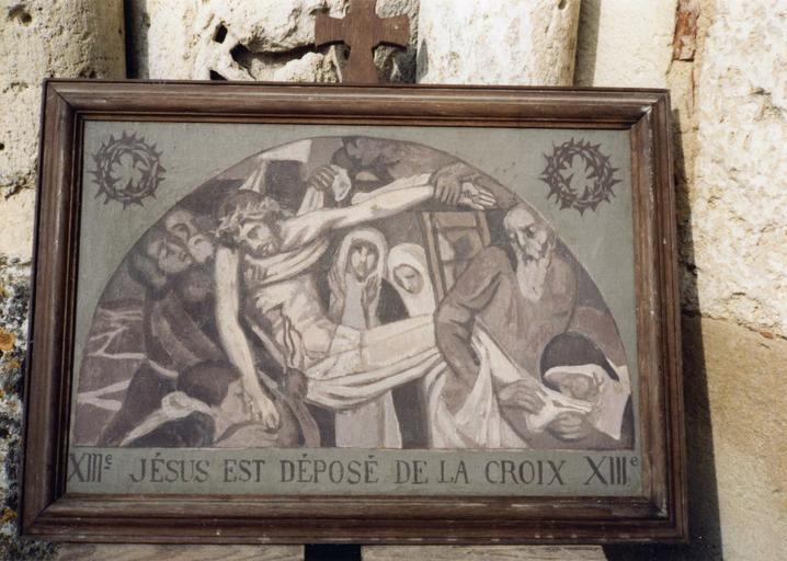 chemin de croix, tableau : Jésus est déposé de la croix (XIII)