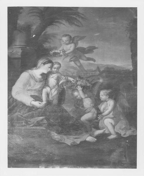 Tableau : Vierge à l'Enfant, servie par les anges (la)