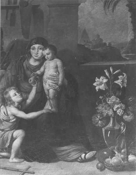 tableau : sainte Famille et saint Jean-Baptiste (la), vue partielle