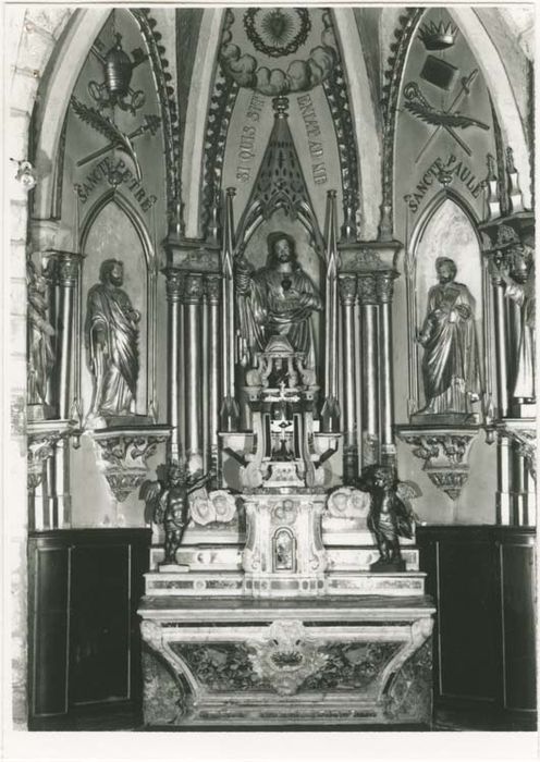 Ensemble de 5 statues de la chapelle du Sacré-Coeur : saints Jacques, Paul, Pierre, Jean, et Jésus