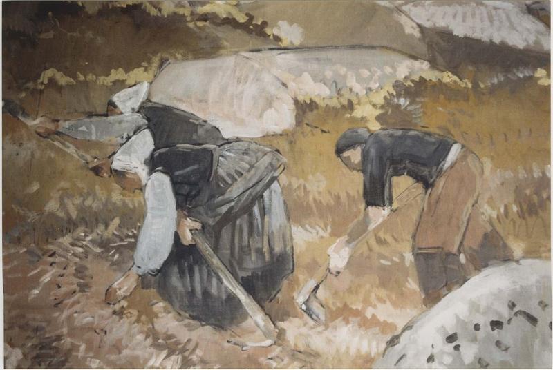tableau : brignonan, goémoniers, détail