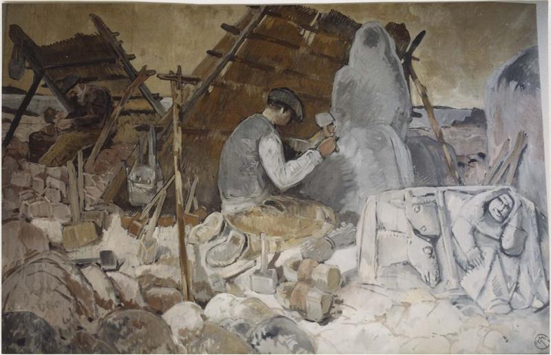 tableau : Tailleurs de Pierre, vue générale