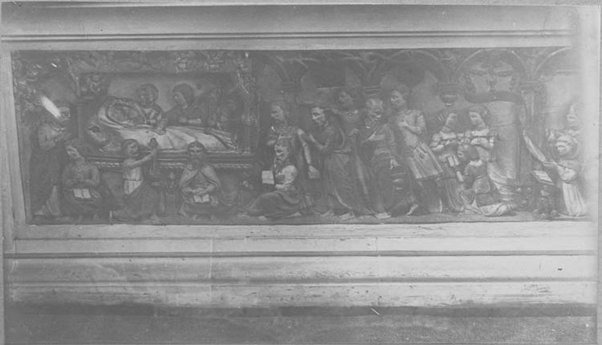 devant d'autel, bas-relief : la Mort de la Vierge