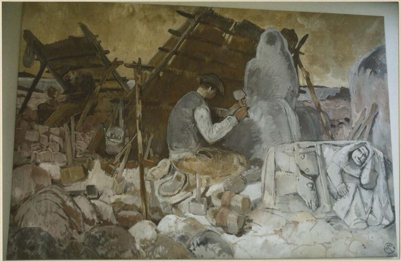tableau : tailleurs de pierre, vue générale
