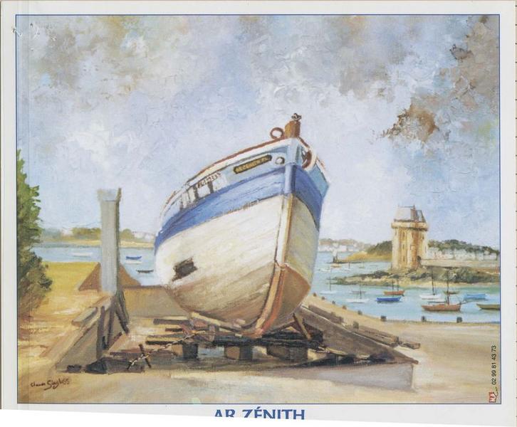 bateau de charge et bateau à passagers (dundée) dit AR ZENITH, vue de l'étrave, d'après tableau de Claude Singloss reproduction, vue générale - © Ministère de la Culture (France), Médiathèque du patrimoine et de la photographie (objets mobiliers), tous droits réservés