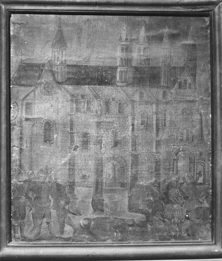 tableau : Vue de l'ancienne abbaye de Déols, avant restauration