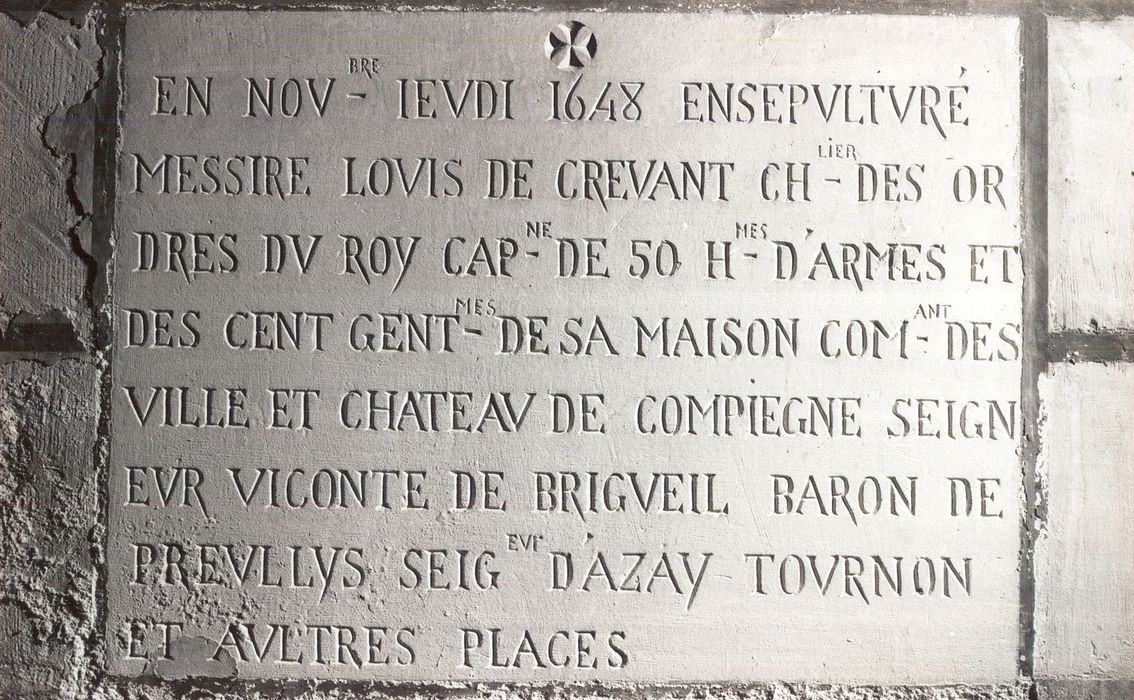 plaque commémorative (inscription) concernant Louis de Crevant