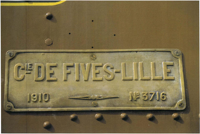 locomotive à vapeur Fives-Lille 030T n°5 à voie normale, marque constructeur