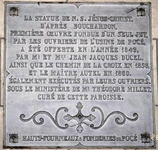 plaque commémorative des Hauts-Fourneaux et Fonderies de Pocé - © Ministère de la Culture (France), Médiathèque du patrimoine et de la photographie, diffusion RMN-GP