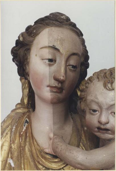 statue : Vierge à l'Enfant, détail