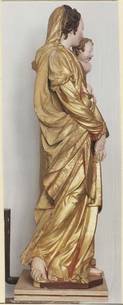statue : Vierge à l'Enfant, profil droit, vue générale