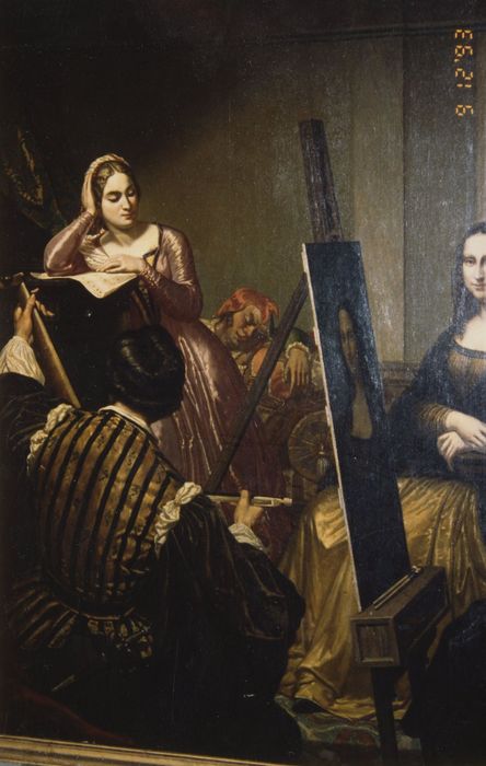 tableau : Léonard de Vinci peignant la Joconde, vue partielle