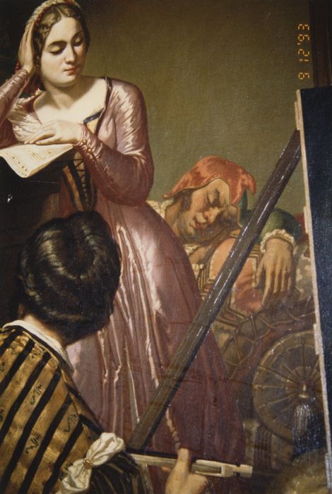 tableau : Léonard de Vinci peignant la Joconde, vue partielle